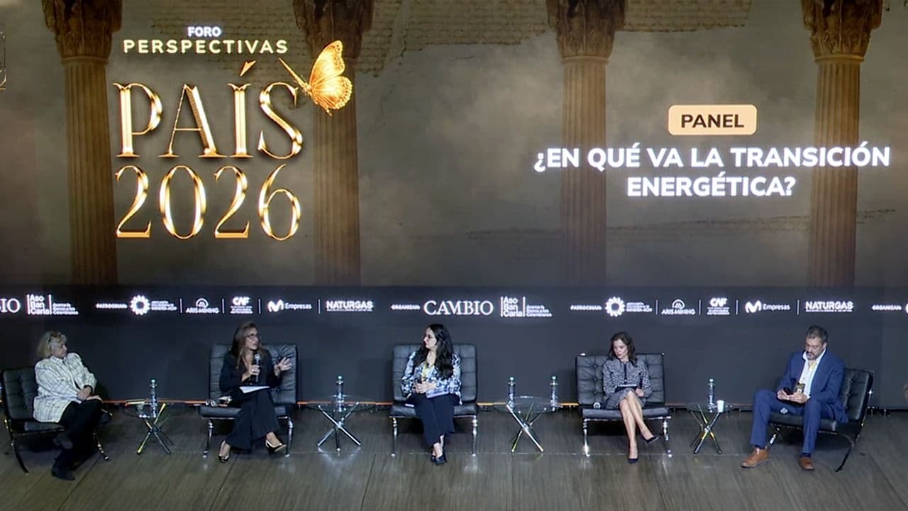Imagen del panel sobre la transición energética en Colombia. Imagen del panel sobre la transición energética en Colombia.