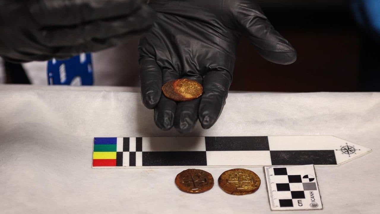 Monedas halladas en el galeón San José. Créditos: MinCulturas - Lina Rozo