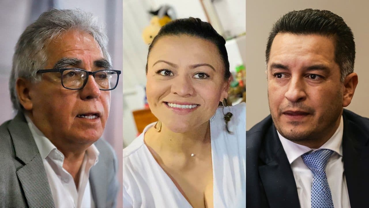 Augusto Rodríguez, director de la UNP;  Andrea del Pilar Verdugo, esposa del ministro de Justicia y quien hasta el martes se desempeñaba como alta funcionaria de la Fiscalía General de la Nación; y el ministro de Justicia, Andrés Idárraga.