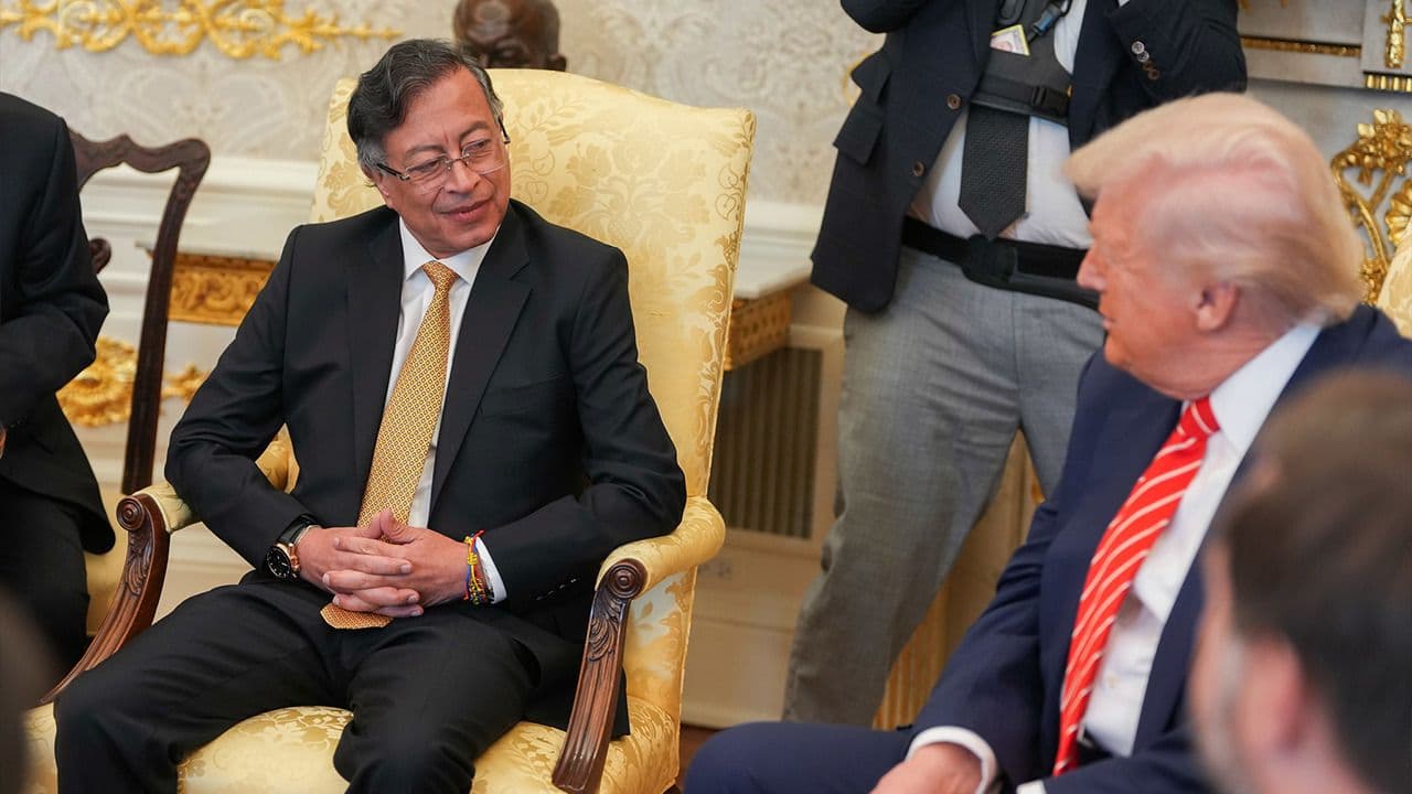 Gustavo Petro, presidente de Colombia; Donald Trump, presidente de Estados Unidos, en el encuentro de este martFoto: Joel González   - Presidencia de la República