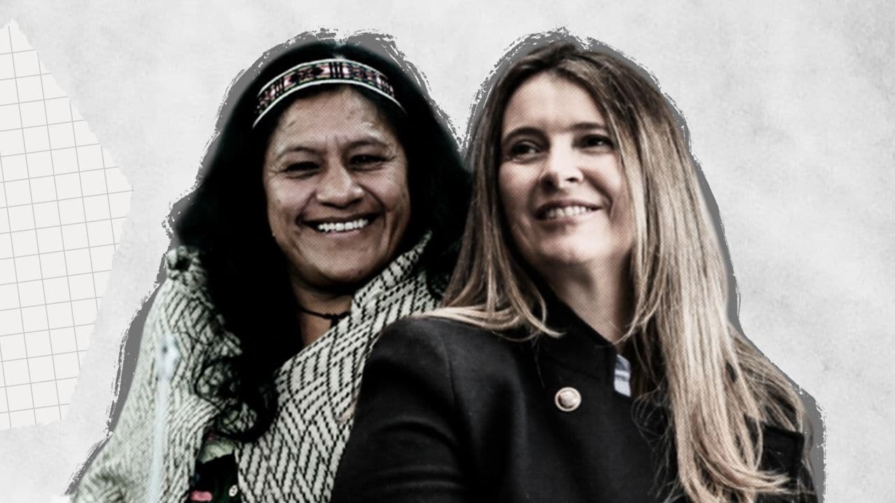 Aída Quilcué, fórmula vicepresidencial de Iván Cepeda del Pacto Histórico; Paloma Valencia, candidata a la presidencia por el Centro Democrático