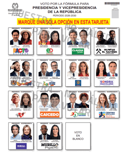 tarjetón presidenciales 2026